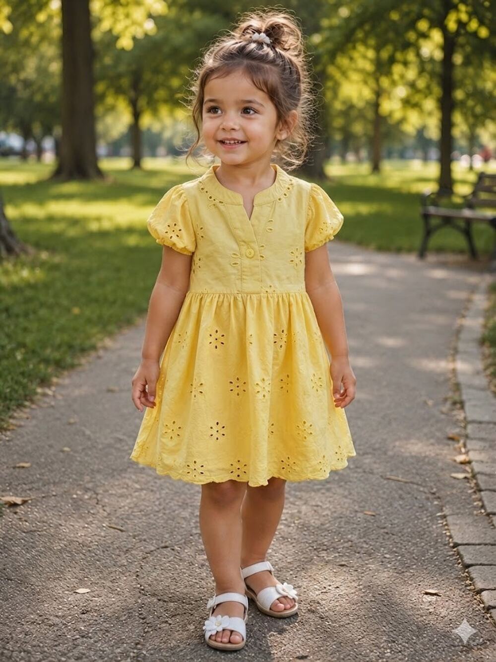 Peyton & Parker Yellow floral lace dress with lining for girls, size 2T